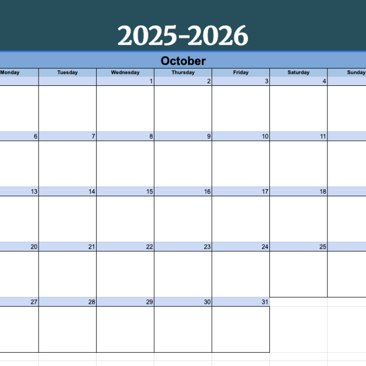Annual Calendar Template